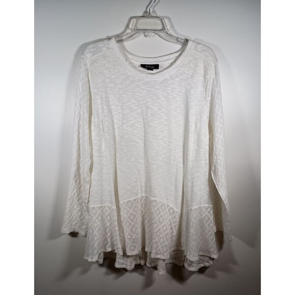 Style& Co Womens White Ivory Semi Sheer Handkerchief Sweater Plus Size 3X - Picture 1 of 8